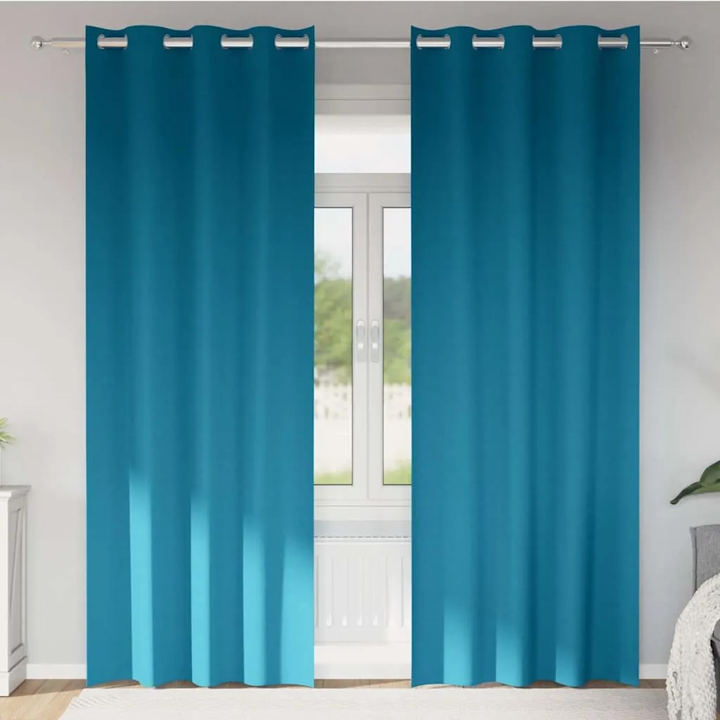 vidaXL Κουρτίνες με κουρτίνες 2 pcs Τιρκουάζ 245 x 140 εκ. Πολυεστέρας