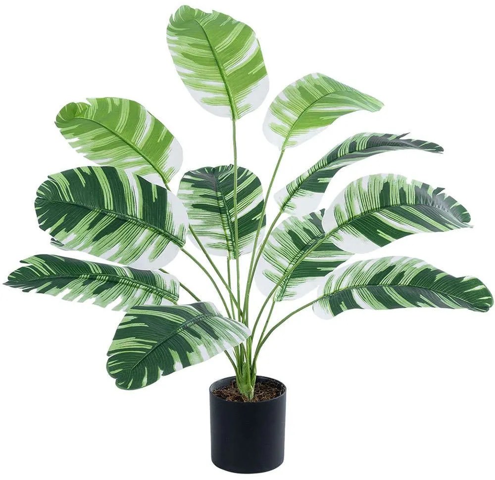 Τεχνητό Φυτό Banana Zebra 20929 Φ70x55cm Green-White GloboStar Polyethylene,Fabric