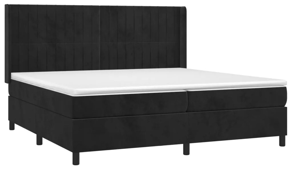 vidaXL Κρεβάτι Boxspring με Στρώμα Μαύρο 200x200 εκ. Βελούδινο