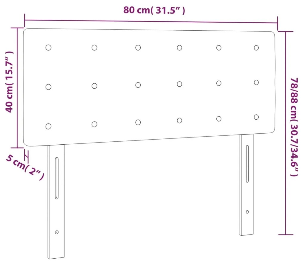 vidaXL Κεφαλάρι Κρεβατιού LED Ανοιχτό Γκρι 80x5x78/88 εκ. Βελούδινο