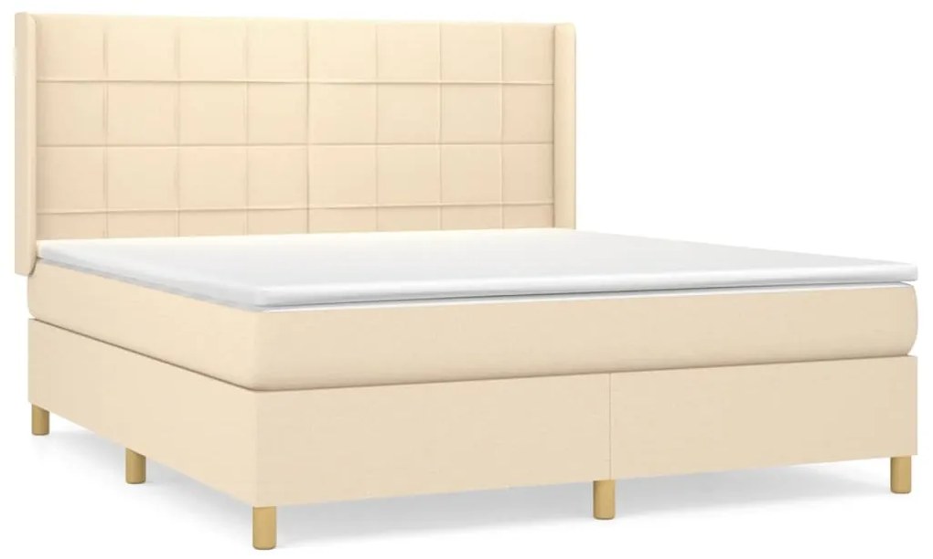 Κρεβάτι Boxspring με Στρώμα Κρεμ 160x200 εκ. Υφασμάτινο - Κρεμ