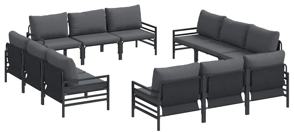 vidaXL Σετ Καναπέ Κήπου 12 pcs Ανθρακί Ατσάλι