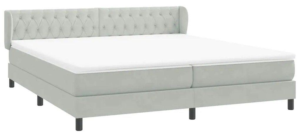 BOX SPRING ΚΡΕΒΑΤΙ ΜΕ ΣΤΡΩΜΑΤΑ ΑΝΟΙΧΤΟ ΓΚΡΙ 200X220CM ΒΕΛΟΥΔΙΝΟ 3317835