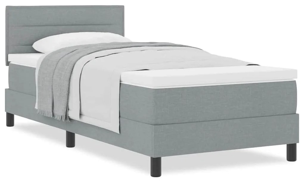 vidaXL Κρεβάτι box spring με στρώμα Ανοιχτό γκρι 100 x 200 cm ύφασμα