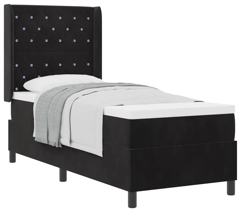 vidaXL Κρεβάτι Box Spring με Στρώμα Μαύρο 80x200 εκ Βελούδο
