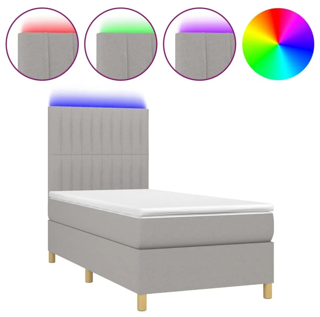 ΚΡΕΒΑΤΙ BOXSPRING ΜΕ ΣΤΡΩΜΑ &amp; LED ΑΝ.ΓΚΡΙ 80X200 ΕΚ. ΥΦΑΣΜΑΤΙΝΟ 3135549