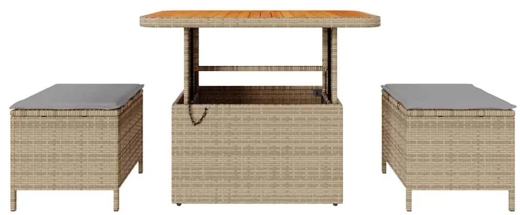 vidaXL Σέτ φαγητού για κήπο Μπεζ συνθετικό ρατάν