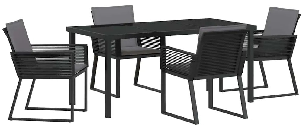 vidaXL Σέτ φαγητού για κήπο 5 pcs Μαύρο Χάλυβας με επίστρωση πούδρας