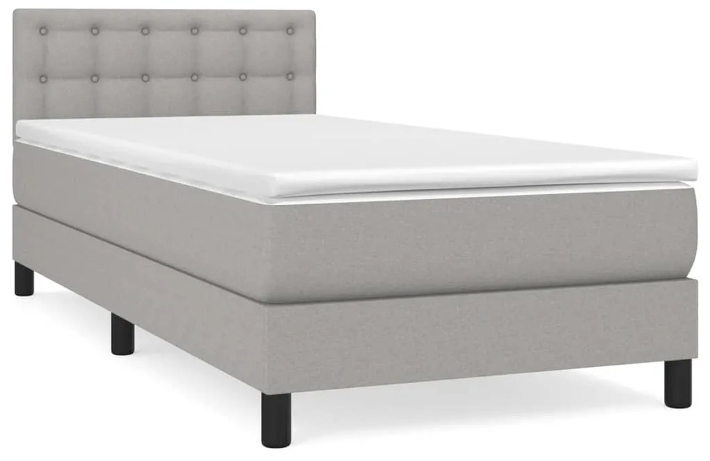 Κρεβάτι Boxspring με Στρώμα Ανοιχτό Γκρι 80x200 εκ. Υφασμάτινο - Γκρι