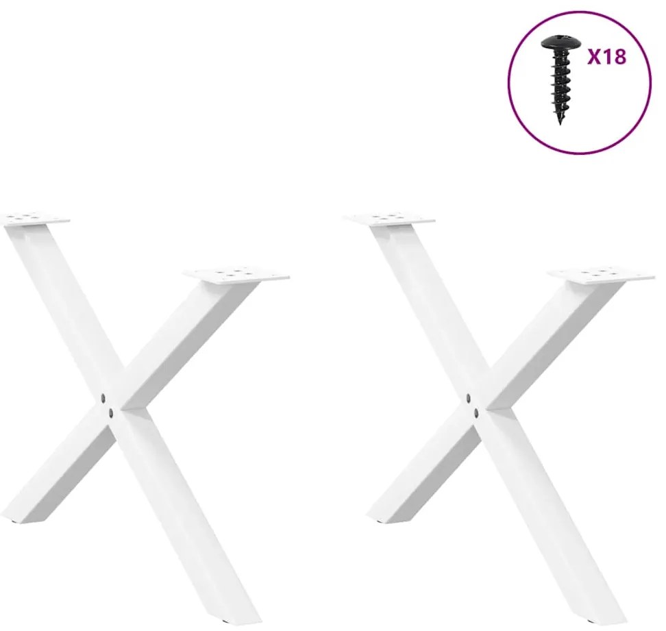 vidaXL Πόδια Τραπεζιού Σαλονιού σε Σχήμα Χ, 2 τεμ. Λευκά 70x(42-43) εκ. Ατσάλι