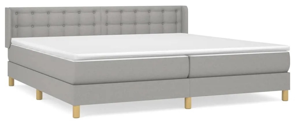 Κρεβάτι Boxspring με Στρώμα Ανοιχτό Γκρι 180x200 εκ. Υφασμάτινο - Γκρι