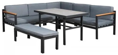 ΓΩΝΙΑΚΟ ΣΕΤ ΚΗΠΟΥ Fylliana Estelle ΓΚΡΙ ΧΡΩΜΑ 213x213x65εκ 378-125-059