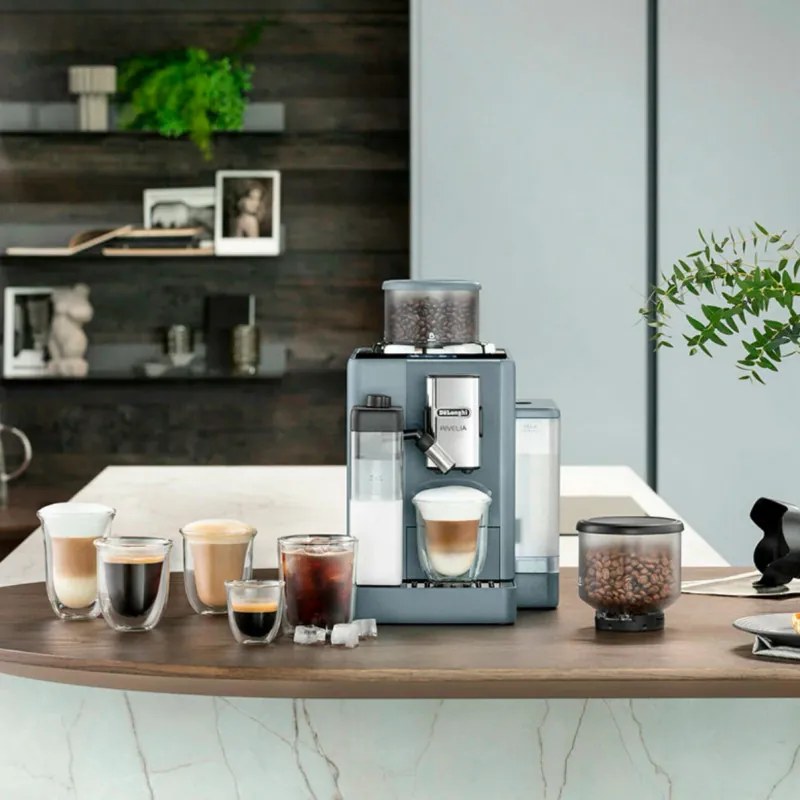 Μηχανή Espresso DeLonghi Rivelia Pebble Grey EXAM440.55.G, 1450W, 19 bar, 1.4l, οθόνη αφής TFT, Twin Shot, Bean Adapt, 17 ποτά, Stone Grey