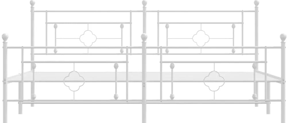 vidaXL Πλαίσιο Κρεβατιού με Κεφαλάρι&Ποδαρικό Λευκό 193x203εκ. Μέταλλο