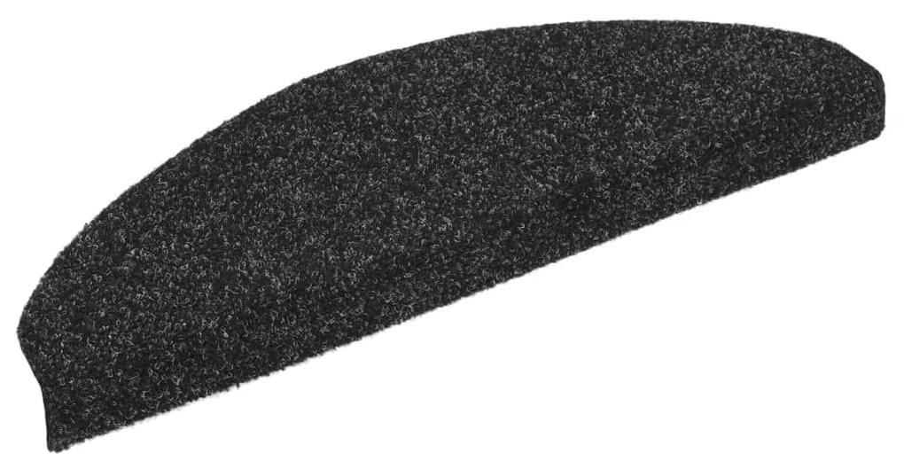 Πατάκια Σκάλας Αυτοκόλ. 10 τεμ. Μαύρα 65x21x4 εκ. Βελονιασμένα - Μαύρο