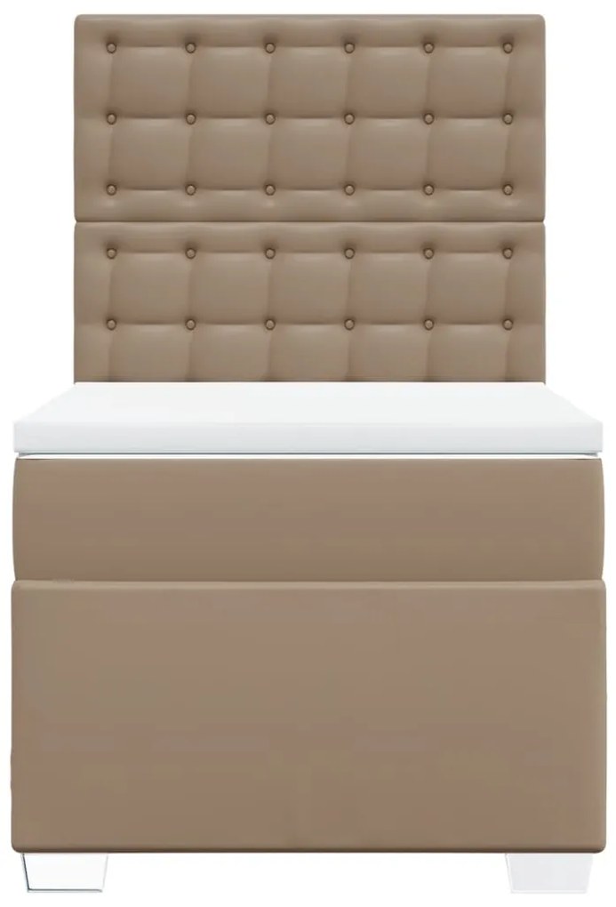 vidaXL Κρεβάτι Boxspring με Στρώμα Καπουτσίνο 80x200 εκ. Συνθ. Δέρμα