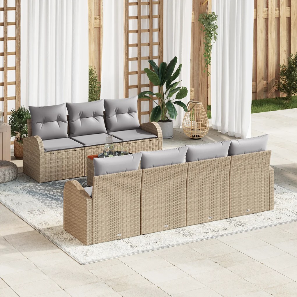 vidaXL Σετ Καθιστικού Κήπου 8 pcs Beige, ανοιχτό γκρι Μεγάλο