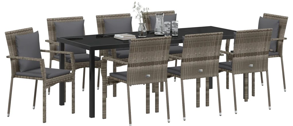 vidaXL Σετ Καρεκλών Κήπου των 4 9 pcs Γκρι 200 x 80 x 73 εκ