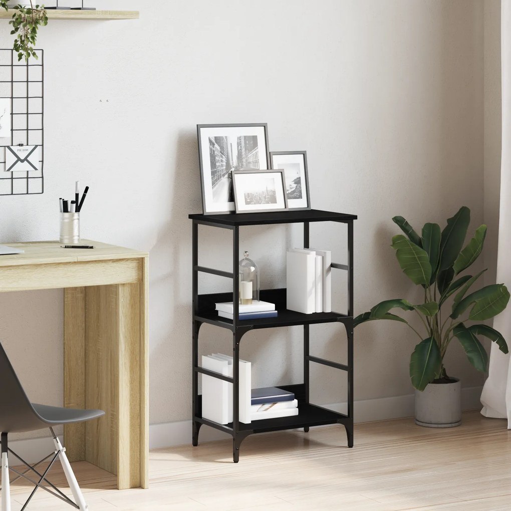 vidaXL Βιβλιοθήκη  Μαύρη Δρυς 50x33x82 εκ. Επεξεργασμένο Ξύλο και Χάλυβας