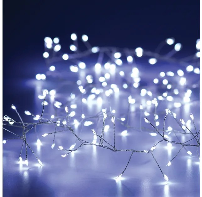 Λαμπάκια Σειρά 300 Cluster LED CW Ασημί Καλώδιο Χάλκινο 8 Πρόγραμμα IP44 X063002277 ACA-X063002277-Ασημί X063002277
