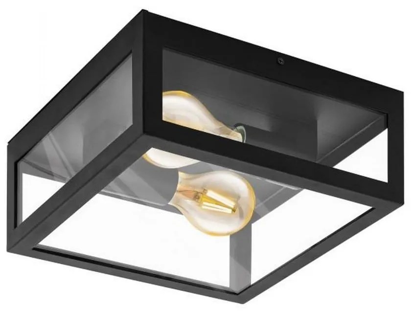 Φωτιστικό Οροφής-Πλαφονιέρα Amezola 99122 Black-Clear Eglo Metal, Glass