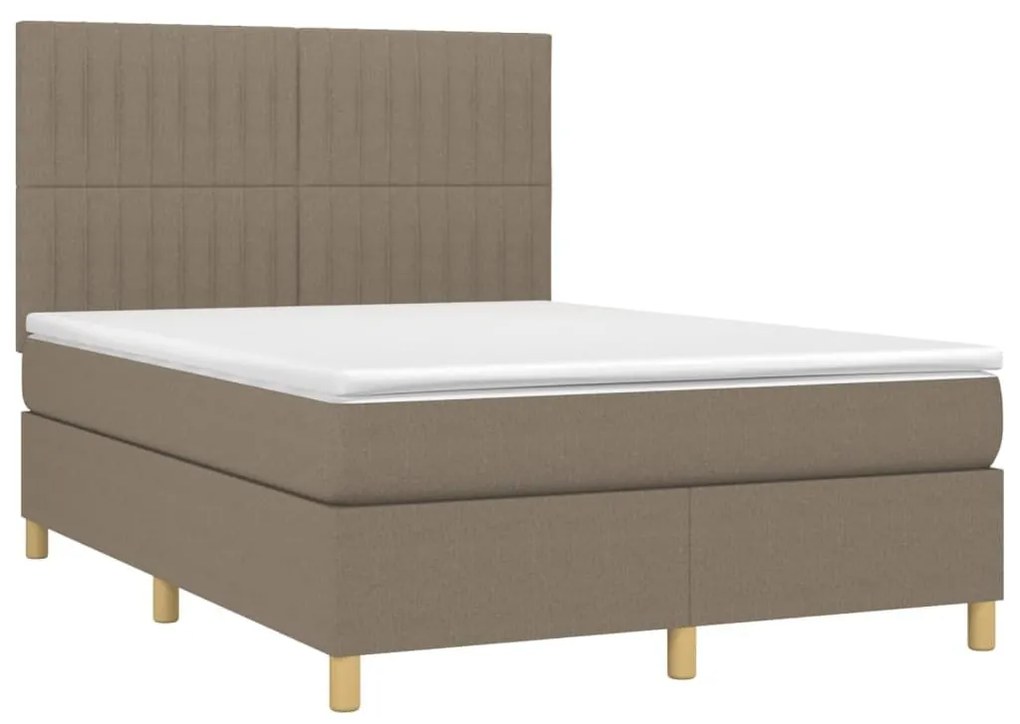 Κρεβάτι Boxspring με Στρώμα Taupe 140x190 εκ. Υφασμάτινο - Μπεζ-Γκρι