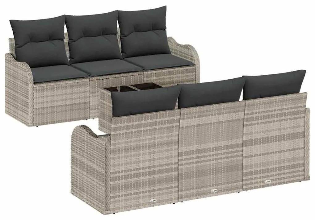 vidaXL Σετ Καναπέ Κήπου 7 pcs Ανοιχτό γκρι 55 x 55 x 37 εκ Πολυ ράταν