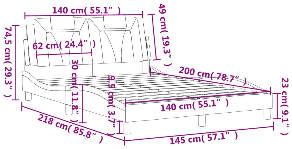 Πλαίσιο Κρεβατιού με Κεφαλάρι Καφέ 140x200 εκ. Συνθετικό Δέρμα - Καφέ