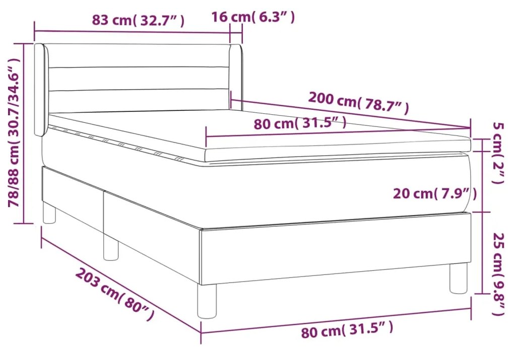 ΚΡΕΒΑΤΙ BOXSPRING ΜΕ ΣΤΡΩΜΑ TAUPE 80X200 ΕΚ. ΥΦΑΣΜΑΤΙΝΟ 3130309