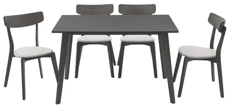 Tραπεζαρία Benson - Toto σετ 5τμχ rustic grey - ύφασμα γκρι 120x75x75εκ 120x75x75 εκ.