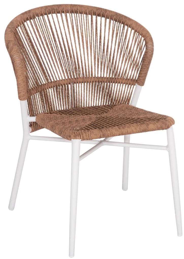 Καρέκλα LYNN C6267.02 Αλουμινίου Λευκή με P.E. Rattan Φυσικό 57x61x79Υ εκ. 57x61x79 εκ.