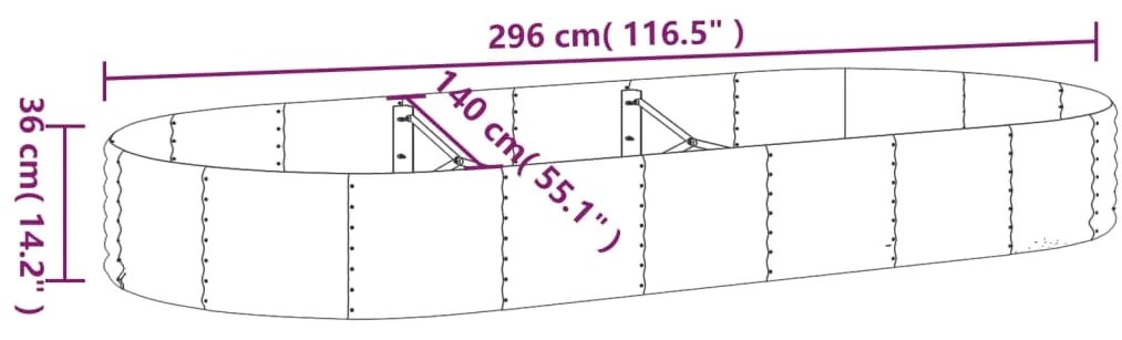 vidaXL Ζαρντινιέρα Ανθρακί 296x140x36εκ Ατσάλι με Ηλεκτρ. Βαφή Πούδρας