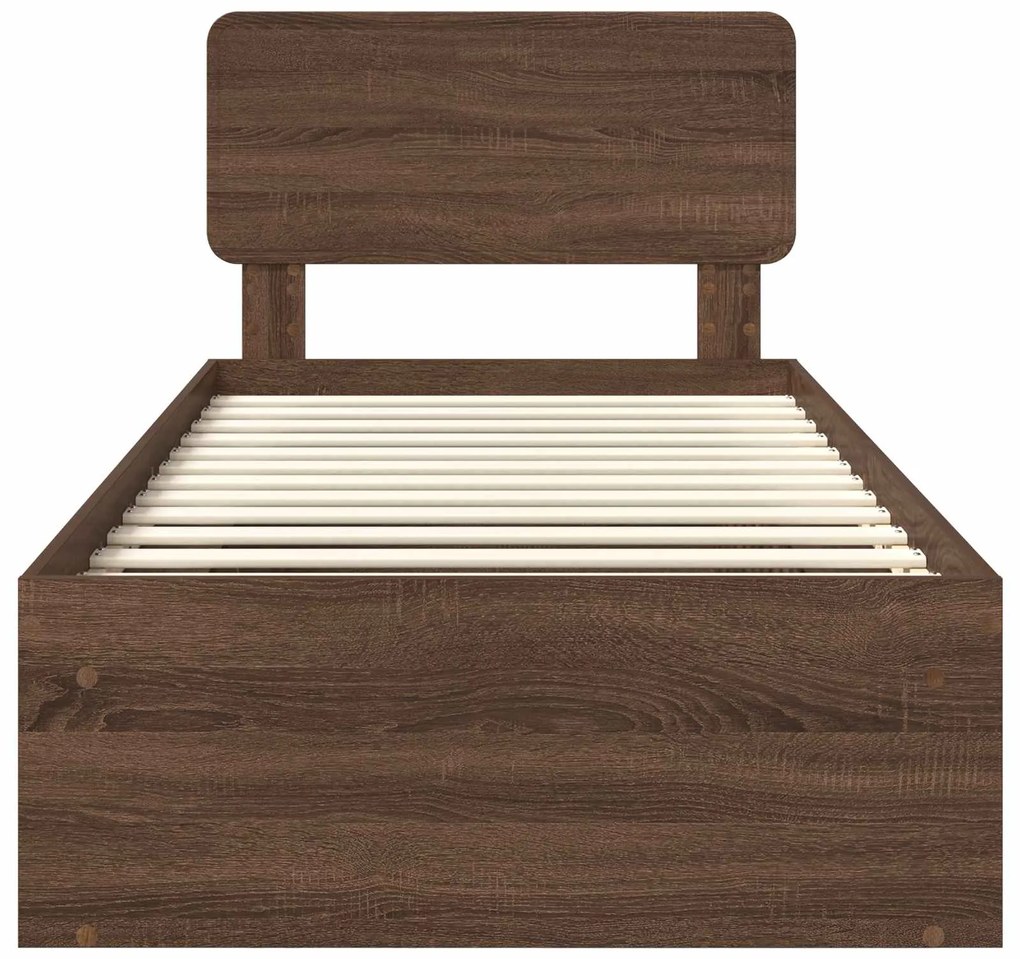 vidaXL Σκελετός Κρεβατιού Καφέ δρυς 90 x 190 cm Στερεά ξυλεία πεύκου