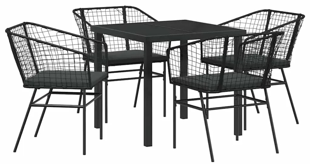 vidaXL Σέτ φαγητού για κήπο 5 pcs Μαύρο συνθετικό ρατάν