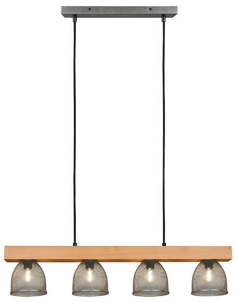Φωτιστικό Οροφής - Ράγα Cestino R30704067 4xE14 28W 75x150cm Natural-Nickel RL Lighting Μέταλλο,Ξύλο