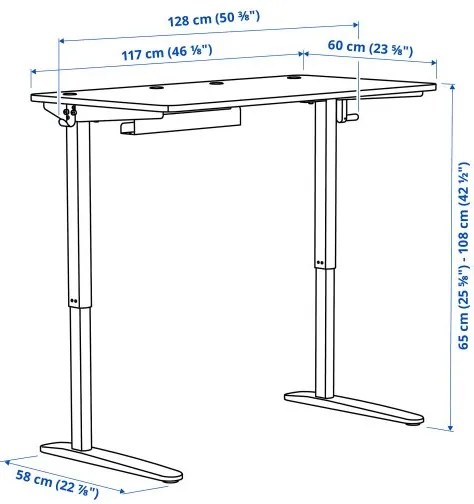 RELATERA σύνθεση γραφείου όρθια/καθιστή θέση, 117x60 cm 595.557.62