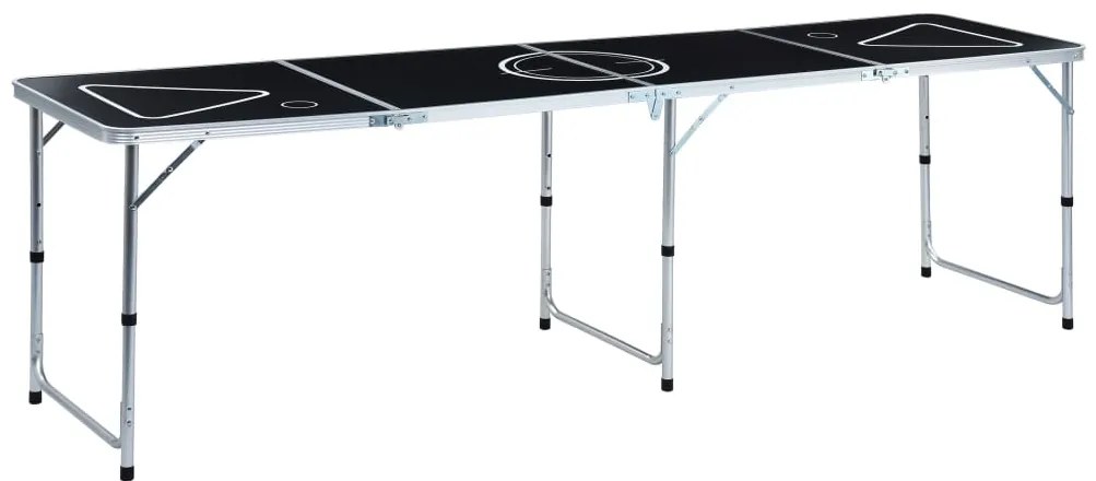 vidaXL Τραπέζι Beer Pong Πτυσσόμενο Μαύρο 240 εκ.