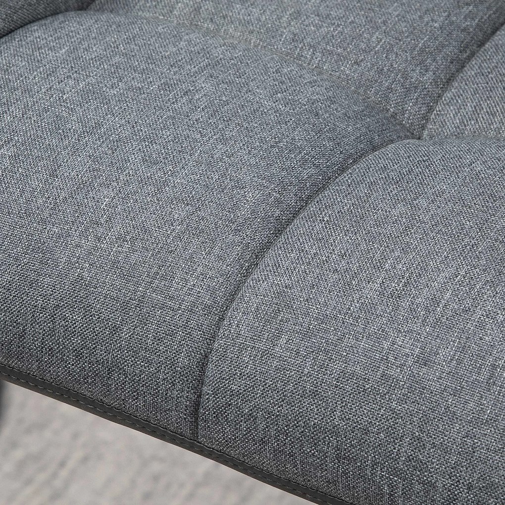 Σκαμπό μπαρ HOMCOM σετ 2 τεμαχίων, ρετρό σχεδιασμός, ρυθμιζόμενο ύψος, δερματίνη, όψη λινό, γκρι + μαύρο