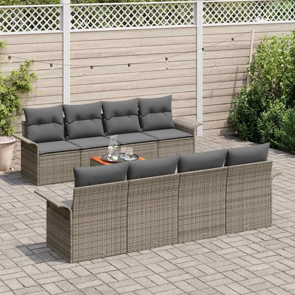 vidaXL Σετ Καναπέ Κήπου με μαξιλάρι 7 pcs Γκρι 55 x 55 x 37 εκ