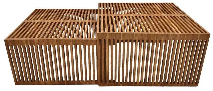 Τραπέζι Tinnie I C028 σετ 2τεμ teak ξύλο σε φυσική απόχρωση 86x80x46 εκ.