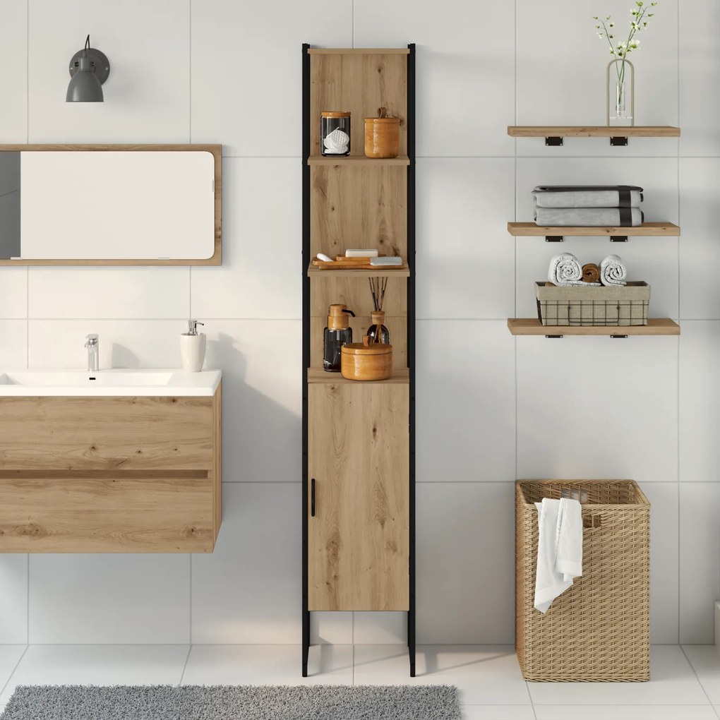 vidaXL Ντουλάπα μπάνιου  Artisan Oak 33x33x185,5 cm Επεξεργασμένο ξύλο
