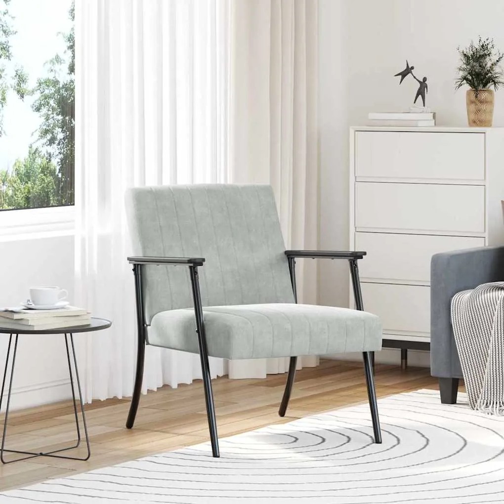 Πολυθρόνα Ανοιχτό γκρι 59 x 75 x 78 εκ Βελούδο