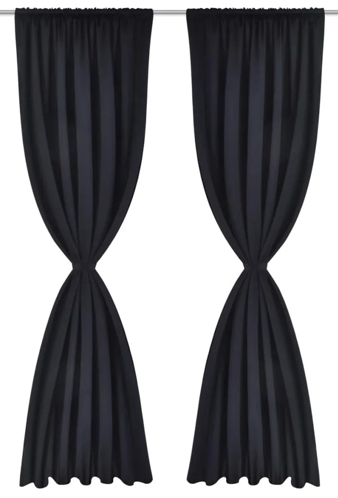 Κουρτίνες Συσκότισης με Ραφή &quot;Σωλήνα&quot; 2 τεμ. Μαύρες 135 x 245 εκ.