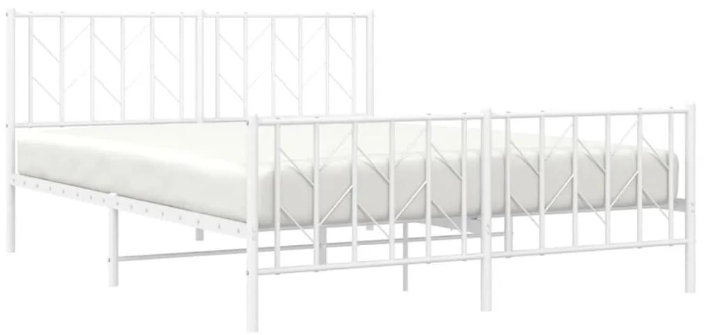 Πλαίσιο Κρεβατιού με Κεφαλάρι/Ποδαρικό Λευκό 150x200 εκ Μέταλλο