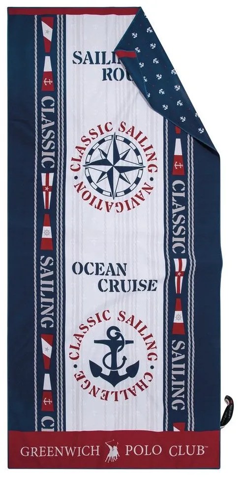 Πετσέτα Θαλάσσης 3908 Blue-Red-White Greenwich Polo Club Beach 80x170cm Microfiber