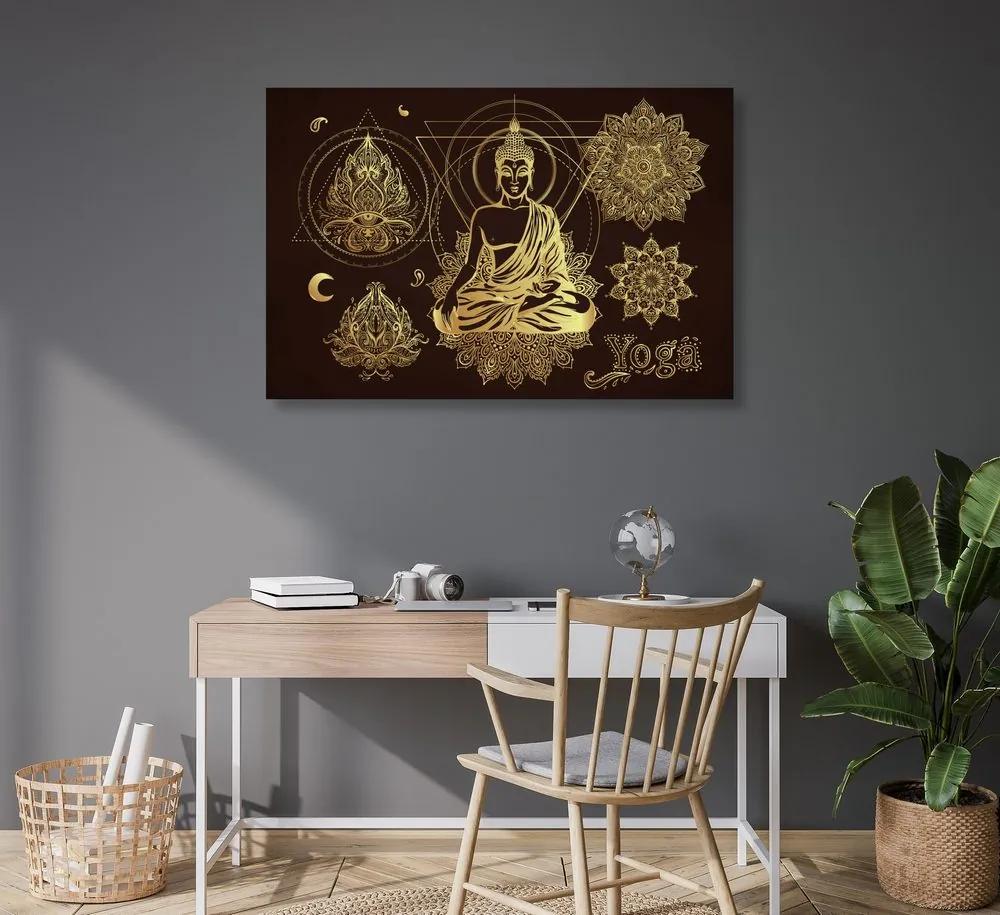 Εικόνα ενός χρυσού Βούδα που διαλογίζεται - 90x60
