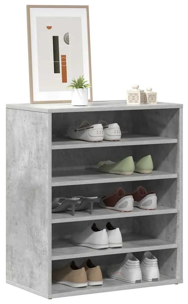 vidaXL Παπουτσοθήκη Γκρι Σκυροδέματος 60 x 35 x 70 εκ. από Επεξ. Ξύλο