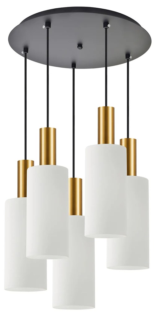 Φωτιστικό Οροφής  SE21-GM-4-5BL-GL3 ADEPT TUBE Gold Matt Pendant White Glass+ - 77-8657 - 51W - 100W - 77-8657