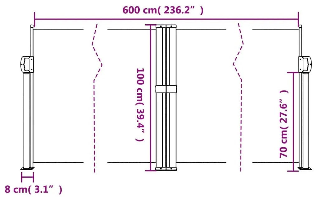 Σκίαστρο Πλαϊνό Συρόμενο Μπεζ 100 x 600 εκ. - Μπεζ