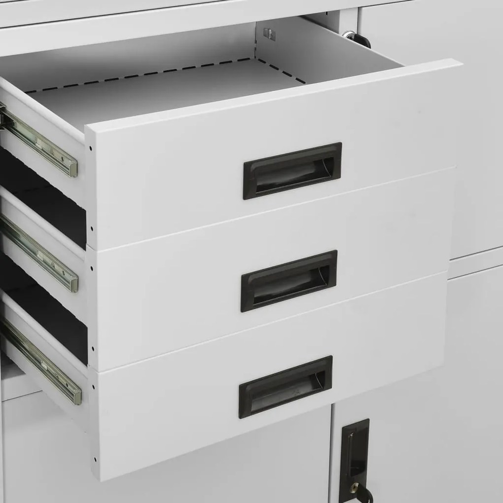 vidaXL Ντουλάπα Γραφείου Ανοιχτό Γκρι 90 x 40 x 180 εκ. Ατσάλινη